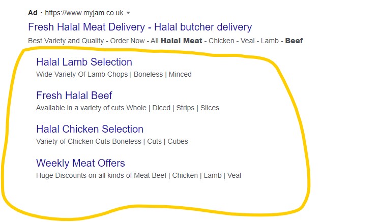 halal meat ad extensions